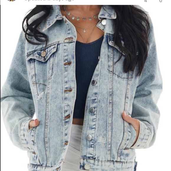 H&M Jackets & Blazers - H&M light wash, distressed denim jean jacket, size 6